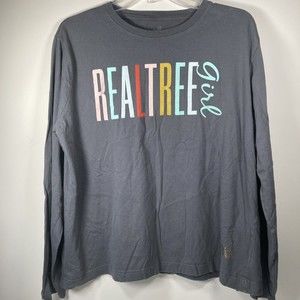 RealTree Girls Gray Long Sleeve T-Shirt Size XL EUC